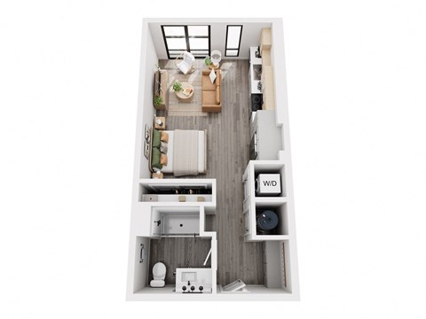 Floor plan for studio, 1 bath, 501 sqft